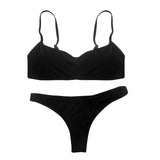 Summer Women Solid Bikini Set