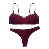 Summer Women Solid Bikini Set